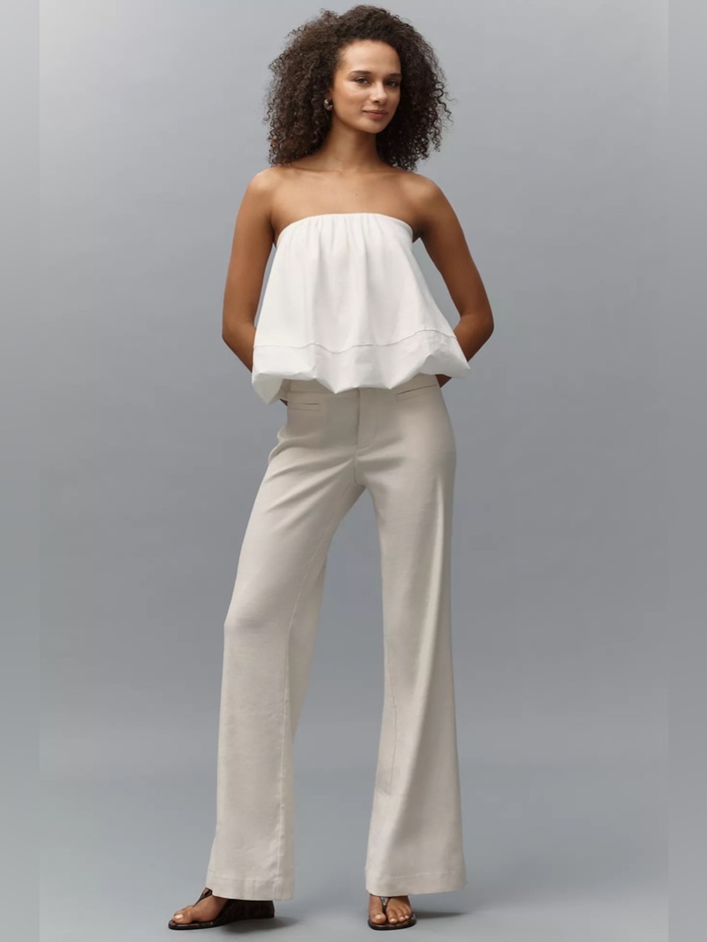 Anthropologie Maeve new linen wide leg pants plus size 16 P